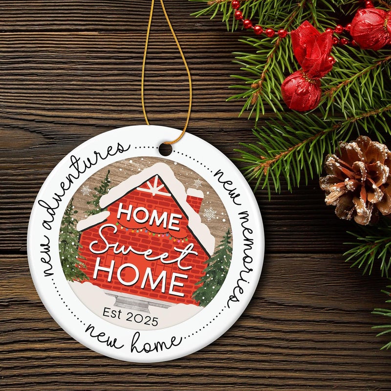 HEXMOZ New Home Ornament 2025 - Best Housewarming Gifts 2025 - New Home Gift Ideas - House Warming Gifts - First House Gift for Owners, Couples, Men, Women - Our First Christmas Ceramic Keepsake - Image 3